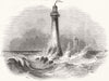 SCOTLAND. The Skerryvore lighthouse 1844 old antique vintage print picture