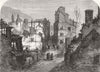 CORNWALL. Scene of the recent fire at Falmouth 1862 old antique print picture