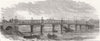 New bridge over the Thames at Wandsworth, London 1874 old antique print