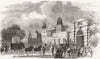 GLOS. Arrival of funeral cortege at Badminton Hall 1855 old antique print