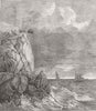 CORNWALL. Lizard Serpentine quarry, Cadgwith, Cornwall 1854 old antique print