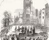 CAMBS. Awarding colours to the Militia, Ely 1854 old antique print picture