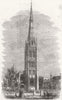 WARCS. St Michael's Church, Coventry 1861 old antique vintage print picture