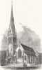 SCOTLAND. New Independent Church, Glasgow 1852 old antique print picture