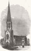LANCS. Terra Cotta Church, near Bolton 1845 old antique vintage print picture