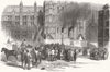 LONDON. Big Ben. Fire in Parliament clock tower 1851 old antique print picture