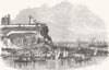 NORTHUMBS. laying keystones of new piers, Tyne 1854 old antique print picture