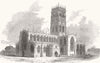YORKS. St George's Church, Doncaster, recently burnt 1853 old antique print