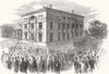 OXON. parade passing Taylor Inst, Oxford 1853 old antique print picture