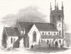 YORKS. Christ Church, Pitsmoor, Sheffield 1850 old antique print picture
