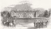 HANTS. Arrival of Her Majesty at Strathfieldsaye,  1845 old antique print