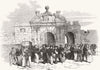 HANTS. James Gate, Portsmouth-Liberty-Men returning 1856 old antique print
