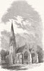 WORCS. New Church at Charlecote 1853 old antique vintage print picture