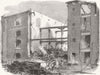 LONDON. Ruins of the late fire at the London Docks 1858 old antique print