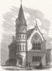 SUSSEX. Working-Mens Hall built at Eastbourne 1864 old antique print picture