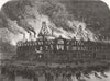 CHESHIRE. Queen Railway Hotel, Chester, burnt down 1861 old antique print