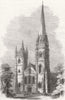 Llandaff Cathedral restored. Wales 1861 old antique vintage print picture