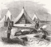 HANTS. Bread baking in the field at Aldershot 1859 old antique print picture