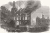 DEVON. fire at Candle Factory, Coxside, Plymouth 1866 old antique print