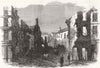 LINCS. fire at Louth, Lincolnshire 1863 old antique vintage print picture