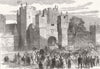 NORTHUMBS. parade of School-Children at Alnwick 1867 old antique print picture