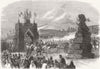 STAFFS. Wolverhampton. Triumphal Arch at Station 1866 old antique print