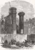 LONDON. Demolition of Clements Inn, Strand 1867 old antique print picture