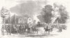 STAFFS. Tenantry assembling, Drayton Manor 1850 old antique print picture
