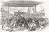 LANCS. The Embarkation, Waterloo Docks Liverpool 1850 old antique print