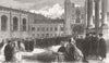 CAMBS. Procession to the Chapel, Trinity College 1866 old antique print
