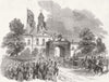IRELAND. The Queens visit to Linem Hall, Belfast 1849 old antique print