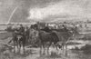 FRANCE. village herd of cattle, Normandy, Van Marcke 1872 old antique print