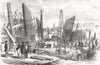 LONDON. new Victoria Dock Works, Plaistow Marshes 1854 old antique print