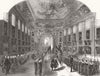 LONDON. Painted Hall, Greenwich Hospital 1845 old antique print picture