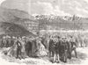 WALES. 1st turf, Carnarvon & Llanberis Railway 1864 old antique print picture