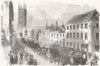 WARCS. Funeral, St Mary's Church, Warwick 1853 old antique print picture