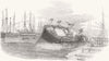 YORKS. disaster at a Ship-Launch, Hull 1854 old antique vintage print picture