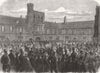 HANTS. singing of Dulce Domum, Winchester College 1865 old antique print