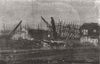 ISLE OF WIGHT. Building gunboats by gaslight, Cowes 1855 old antique print