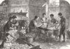 LONDON. Matchbox-Makers at Bow 1871 old antique vintage print picture