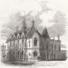 The new townhall at Wokingham, Berkshire 1860 old antique print picture