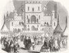 SCOTLAND. Bazaar held, music hall, Edinburgh 1860 old antique print picture