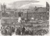 NORTHUMBS. Geo Stephenson statue, Newcastle-on-Tyne 1862 old antique print