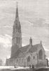 STAFFS. St Giles Church, Cheadle(Earl of Shrewsbury) 1847 old antique print