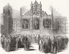 CAMBS. Queen, Hall of Trinity College, Cambridge 1847 old antique print