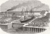 NORTHUMBS. new dry dock, Jarrow, Tyne 1865 old antique vintage print picture