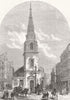 LONDON. St Antholin church, Budge Row, City of London 1874 old antique print