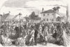 MILITARIA. evening band, volunteer camp 1865 old antique vintage print picture