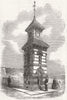 NORTHUMBS. Clock-Tower, Drinking-Fountain, Tynemouth 1861 old antique print