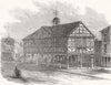 HEREFORD. The old Townhall, Leominster 1858 antique vintage print picture